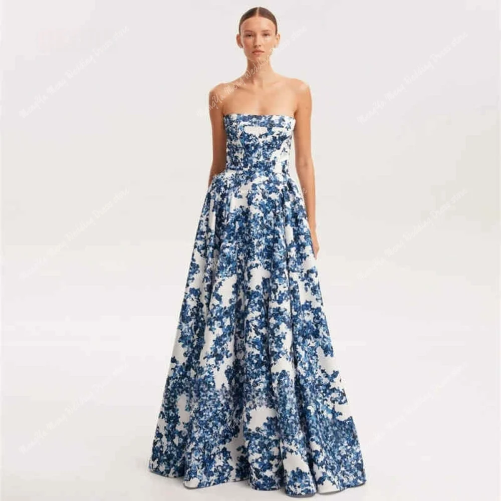 ZHUISHU Simple Navy Blue Printing Prom Gown Strapless Floor-Length Evening Dresses A-line Draped vestidos de festa Customized
ZHUISHU Simple Navy Blue Printing Prom Gown Strapless Floor-Length Evening Dresses A-line Draped vestidos de festa Customized