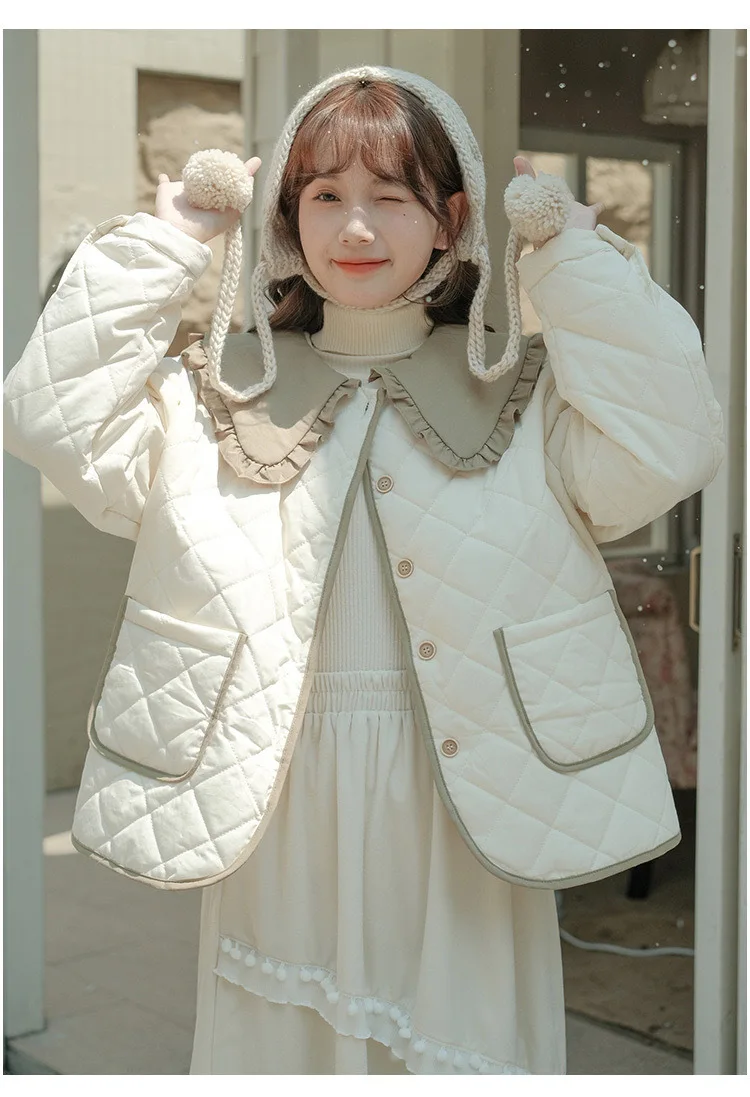 Parkas Womens Girls Winter Polyester Fleece Quilted Spliced Buttonless Pleated Ruffled Layered Classic French Style Timeless Ins
Parkas Womens Girls Winter Polyester Fleece Quilted Spliced Buttonless Pleated Ruffled Layered Classic French Style Timeless Ins