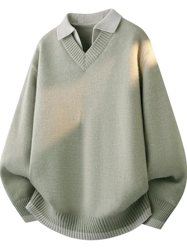 New Versatile Thiened Knitted Sweater Fake Two-Piece Design Casual Sle Winter Men's Base irt Teenage All-Match Top
New Versatile Thiened Knitted Sweater Fake Two-Piece Design Casual Sle Winter Men's Base irt Teenage All-Match Top