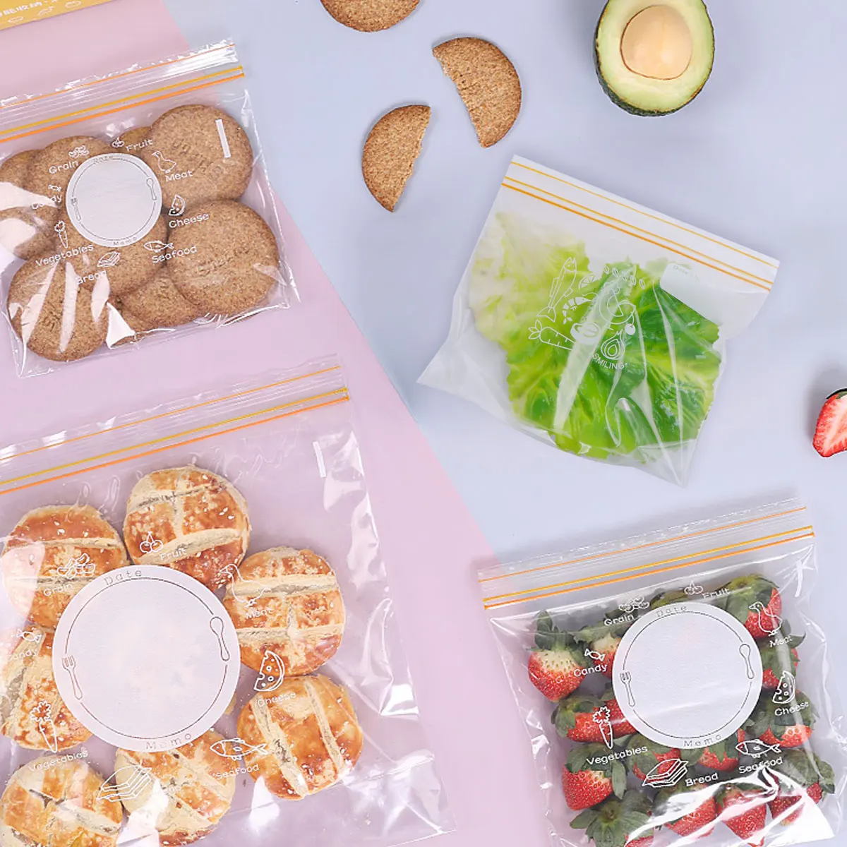 Self Sealing Food Bags Eco Friendly Material Use Double Rib Storage Bags Fresh Keeping Fruit Snack Vegetable Leak Free
Self Sealing Food Bags Eco Friendly Material Use Double Rib Storage Bags Fresh Keeping Fruit Snack Vegetable Leak Free