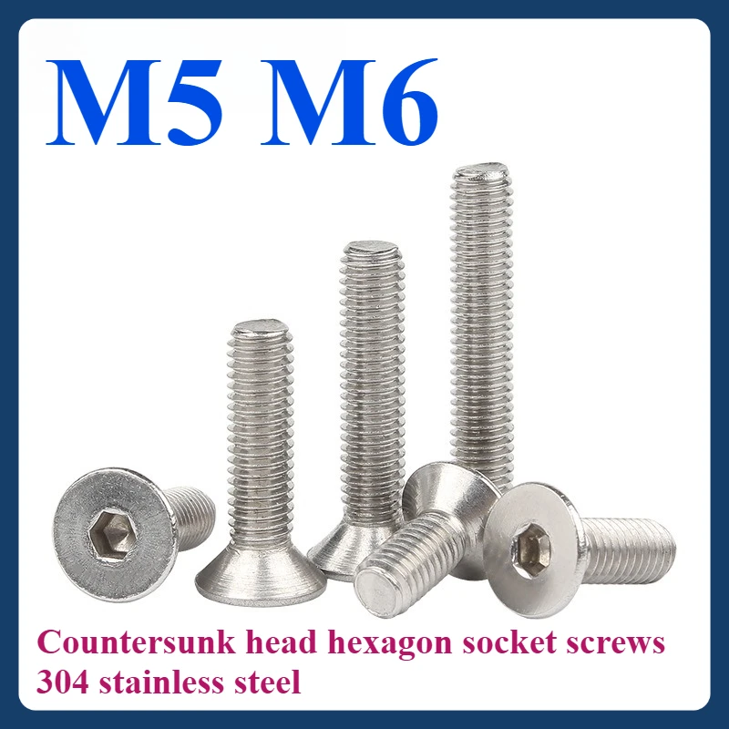 M5 M6 Countersunk head hexagon socket screws 304 stainless steel
M5 M6 Countersunk head hexagon socket screws 304 stainless steel