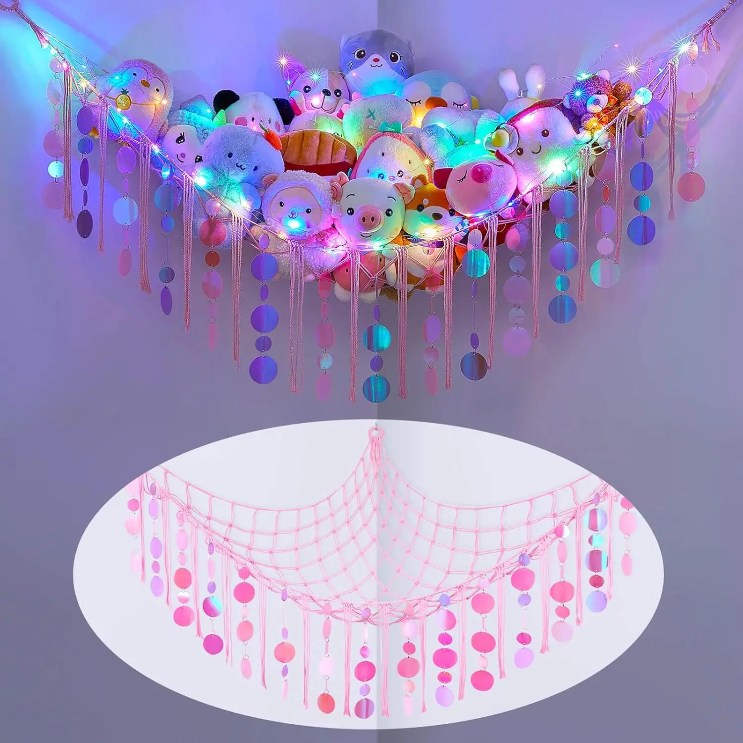 Stuffed Animals Hammo Net Toy Storage Organizer With Led Light, Stuffed Animals Storage Girls Room Décor Wall Hanging With
Stuffed Animals Hammo Net Toy Storage Organizer With Led Light, Stuffed Animals Storage Girls Room Décor Wall Hanging With