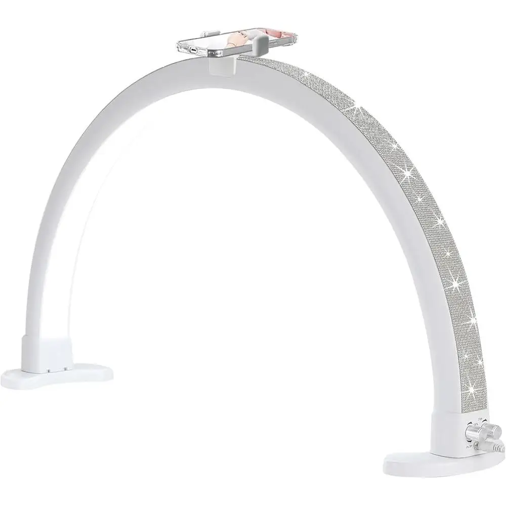 Half Moon Nail Desk Lamp with Phone Holder 48W LED Light Adjustable Brightness Color Temperature Eyelash Tattoo Makeup Spa Salon
Half Moon Nail Desk Lamp with Phone Holder 48W LED Light Adjustable Brightness Color Temperature Eyelash Tattoo Makeup Spa Salon