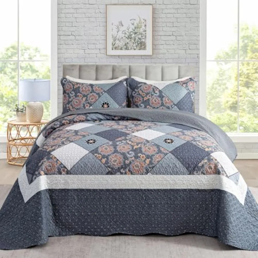 3-Piece Bedspread Quilt Set Lightweight Coverlet Set Garden Style Floral Printed Oversized Quilted Bedding Set with Shams for A
3-Piece Bedspread Quilt Set Lightweight Coverlet Set Garden Style Floral Printed Oversized Quilted Bedding Set with Shams for A
