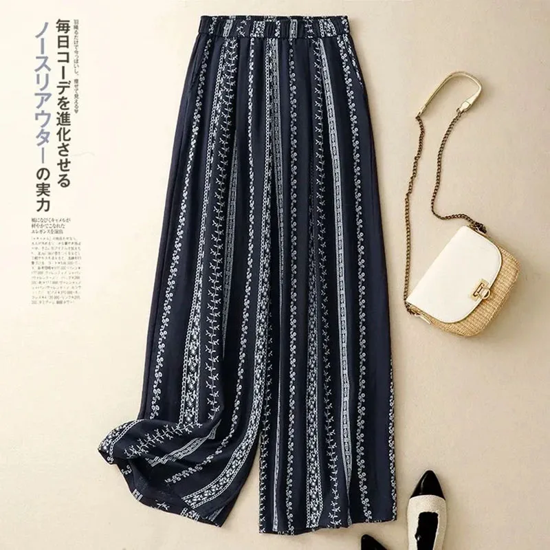 Spring Summer Vintage Ethnic Printed Boho Cotton Pants Women's Beige Navy Blue Striped Pants Beach Long Wide Leg Trousers Casual
Spring Summer Vintage Ethnic Printed Boho Cotton Pants Women's Beige Navy Blue Striped Pants Beach Long Wide Leg Trousers Casual