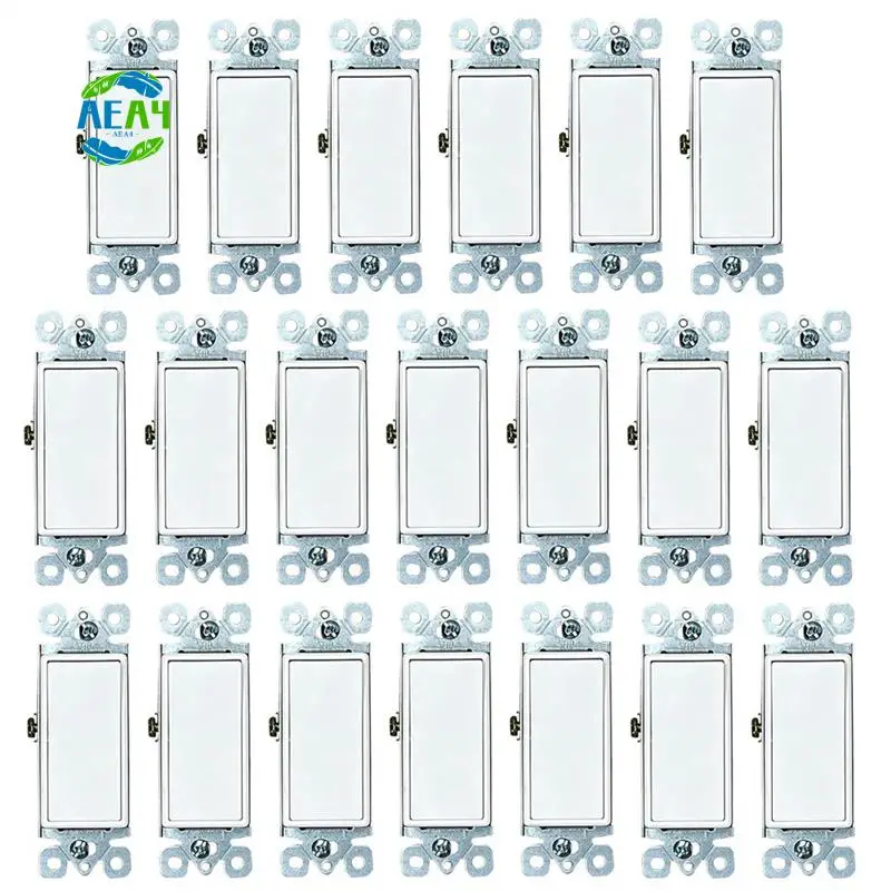 AEA4-20-Pack Декораторный лопастной кулисный выключатель света, однополюсный, 3-проводной, заземление 15А 120В-277В, белый
AEA4-20-Pack Декораторный лопастной кулисный выключатель света, однополюсный, 3-проводной, заземление 15А 120В-277В, белый