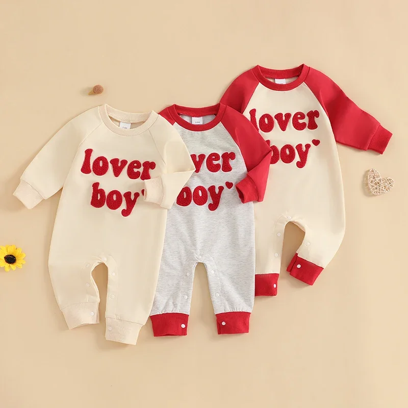 Baby Boy Letter Embroidery Jumpsuit Contrast Color Crew Neck Long Sleeve Romper Newborn Valentines Day Clothes Outfit
Baby Boy Letter Embroidery Jumpsuit Contrast Color Crew Neck Long Sleeve Romper Newborn Valentines Day Clothes Outfit