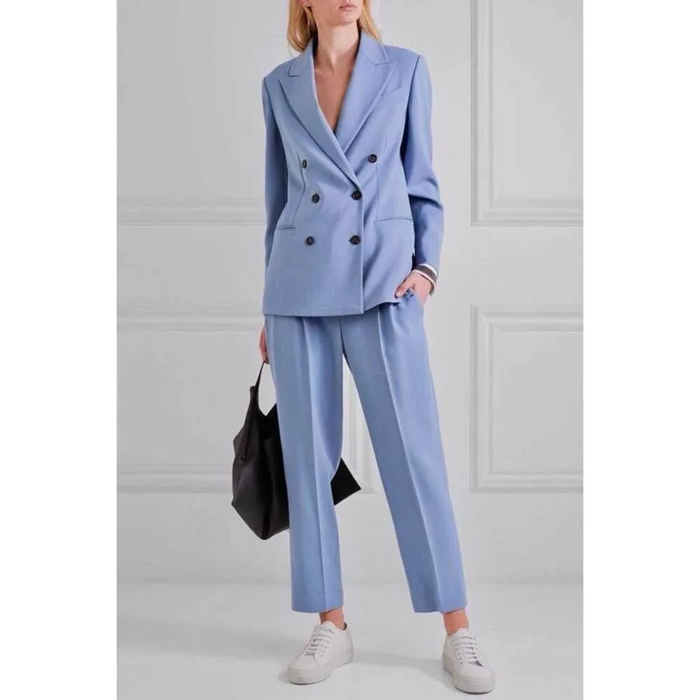 Fashion Chic Blue Suits for Women Double Breasted 2 Piece Jacket Pants Female Clothing Slim Fit Smart Office Lady Blazers Sets
Fashion Chic Blue Suits for Women Double Breasted 2 Piece Jacket Pants Female Clothing Slim Fit Smart Office Lady Blazers Sets