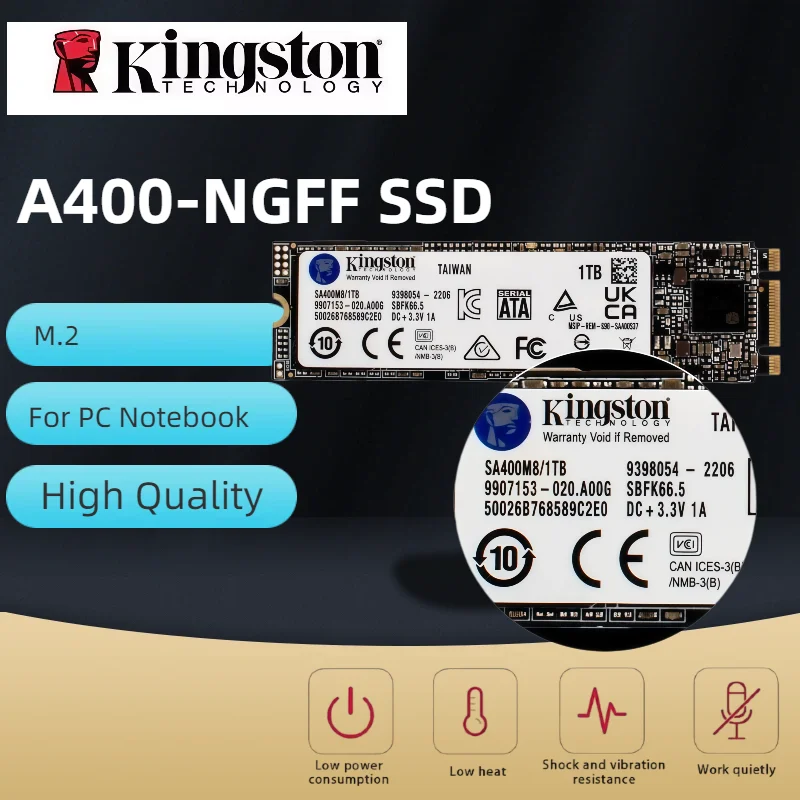 Kingston A400-NGFF SSD Internal Solid State Drives 2TB 1TB 480G 240G 120G M.2 SSDs SATA Hard Disk for Laptop Desktop PC
Kingston A400-NGFF SSD Internal Solid State Drives 2TB 1TB 480G 240G 120G M.2 SSDs SATA Hard Disk for Laptop Desktop PC