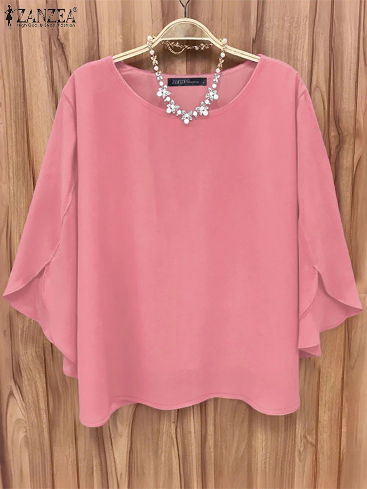 ZANZEA женские осенние повседневные блузки модные свободные с круглым вырезом 3/4 рукава-лепестками Blusas Mujer повседневная одежда однотонные топы S-3XL
ZANZEA женские осенние повседневные блузки модные свободные с круглым вырезом 3/4 рукава-лепестками Blusas Mujer повседневная одежда однотонные топы S-3XL