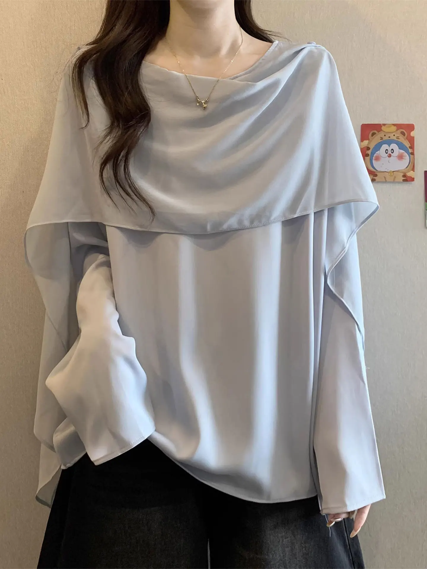 Женская синяя блузка с длинным рукавом, весна 2026, большие размеры, модная, уникальная, красивая, в корейском стиле, свободного кроя, с поясом
Женская синяя блузка с длинным рукавом, весна 2026, большие размеры, модная, уникальная, красивая, в корейском стиле, свободного кроя, с поясом