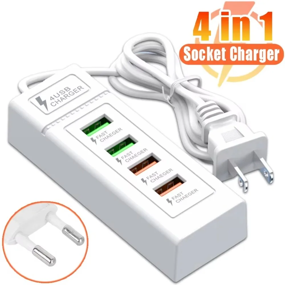 New 4 USB 4 Ports Power Strip Fast Charging EU/US Charging Electrical Socket USB 3.0 Charger Station
New 4 USB 4 Ports Power Strip Fast Charging EU/US Charging Electrical Socket USB 3.0 Charger Station