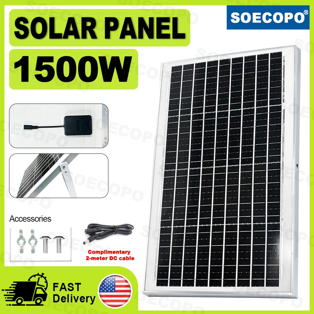 (U.S Stock) SOECOPO 1500W Portable Solar Panel Grade A+ 10BB Cells 22 - 23% High Efficiency Waterproof Design RV Trips Boat 18V 
(U.S Stock) SOECOPO 1500W Portable Solar Panel Grade A+ 10BB Cells 22 - 23% High Efficiency Waterproof Design RV Trips Boat 18V