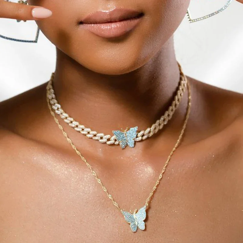 Hip Hop Iced Out Pink Light Blue White Cubic Zirconia Butterfly Charm Cuban Link Chain Choker Necklace For Women Fashion Jewelry
Hip Hop Iced Out Pink Light Blue White Cubic Zirconia Butterfly Charm Cuban Link Chain Choker Necklace For Women Fashion Jewelry