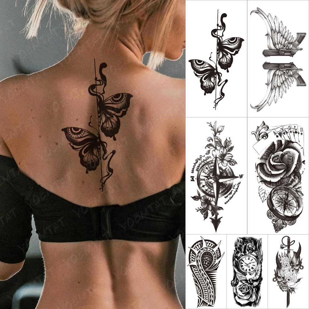 Waterproof Temporary Tattoo Sticker Old School Moth Butterfly Compass Flowers Wing Women Men Arm Body Art Fake Sleeve Tattoos
Waterproof Temporary Tattoo Sticker Old School Moth Butterfly Compass Flowers Wing Women Men Arm Body Art Fake Sleeve Tattoos