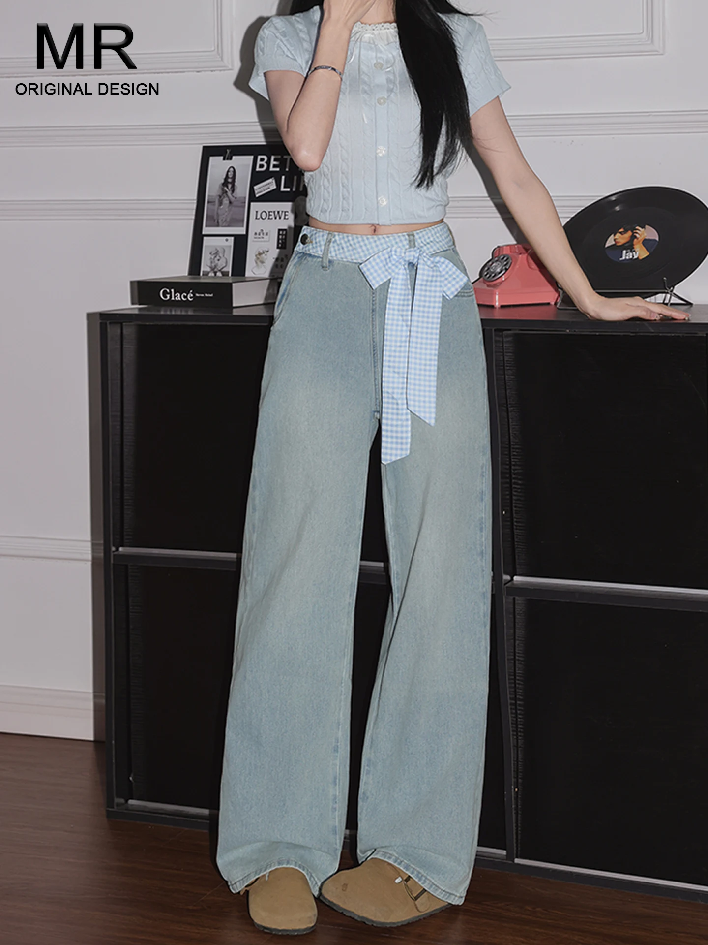 Blue American Retro Straight Leg Denim Pants Women's Summer Knot Waist Wide Leg Long Trousers Casual High Waist
Blue American Retro Straight Leg Denim Pants Women's Summer Knot Waist Wide Leg Long Trousers Casual High Waist