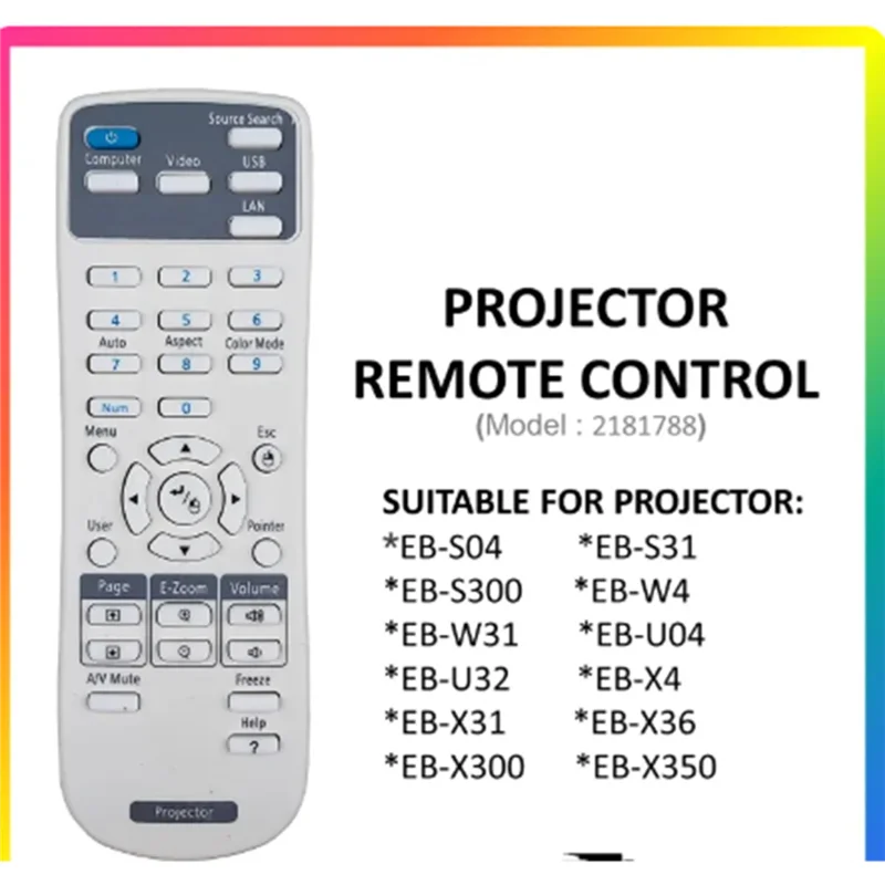 ABAC-For EPSON For EB Series Projector Remote Control Replacement(Part Number 2181788)
ABAC-For EPSON For EB Series Projector Remote Control Replacement(Part Number 2181788)