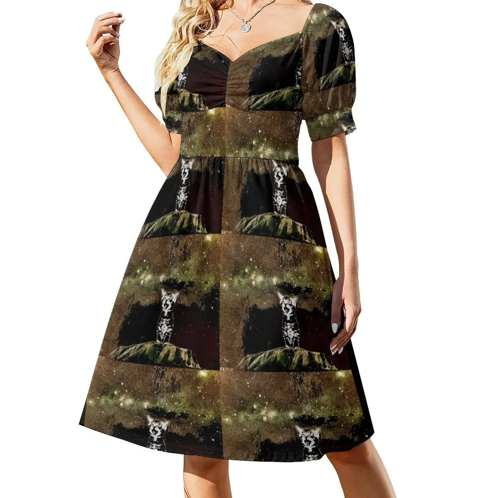 Big Roar Under the Stars Short-Sleeved Dress evening dresses women luxury woman party dress Dress
Big Roar Under the Stars Short-Sleeved Dress evening dresses women luxury woman party dress Dress