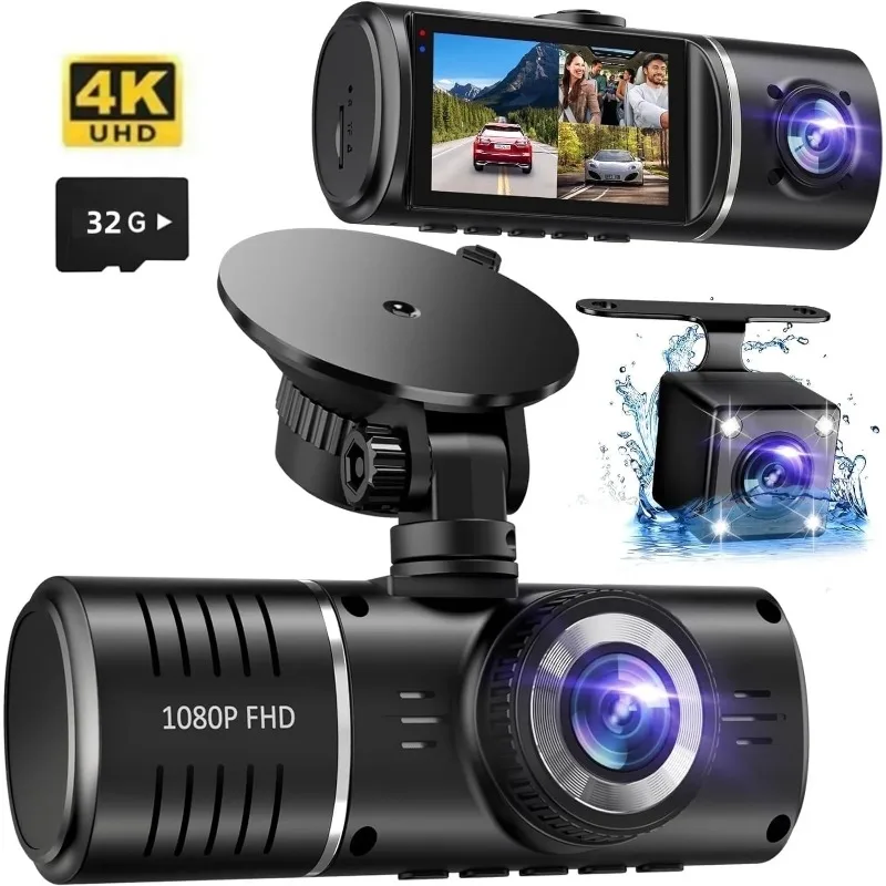 3 Channel Dash Cam, 4KCam Front and Inside, Car Night vision Dash Camera with 32GB Card, HDR, G-Sensor
3 Channel Dash Cam, 4KCam Front and Inside, Car Night vision Dash Camera with 32GB Card, HDR, G-Sensor