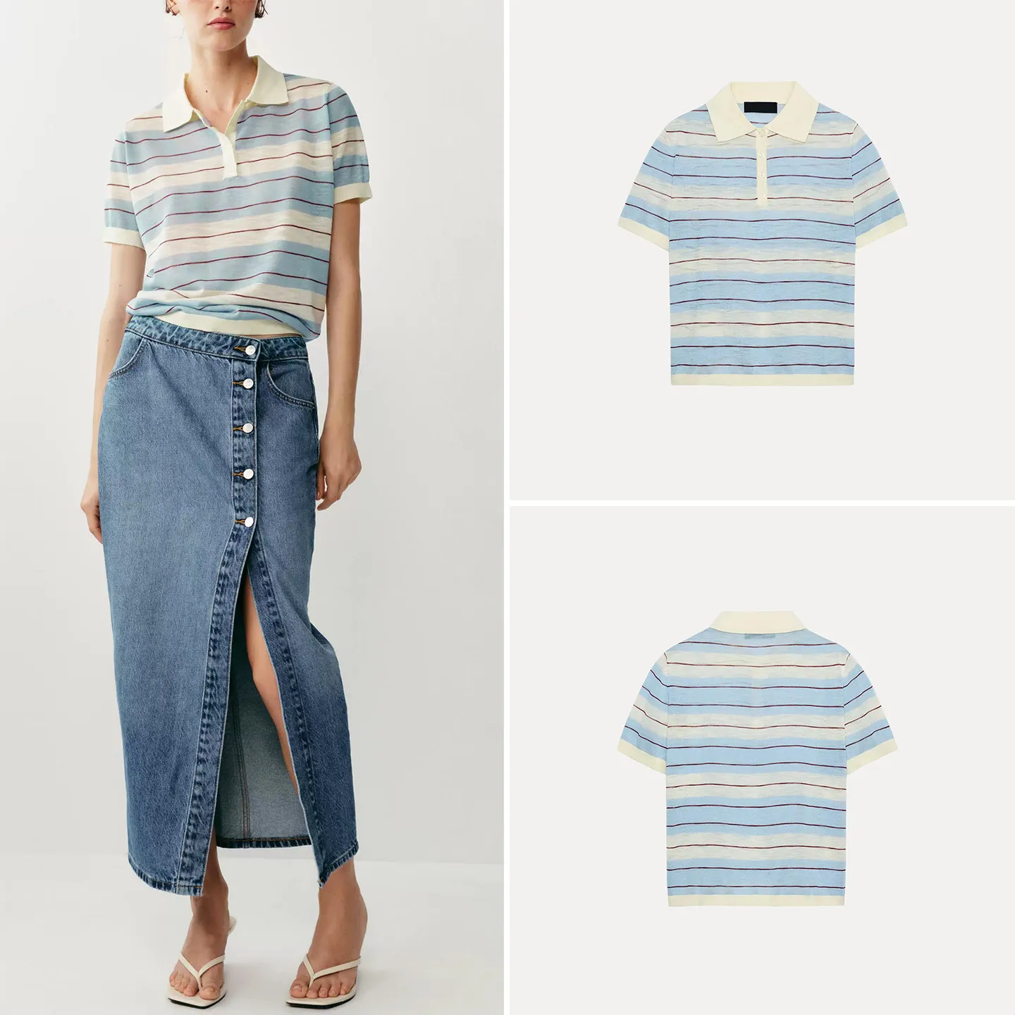 Fashionable Striped Neck Knitted Shirt Short Sleeve Women's Summer Clothing Neutral Style Loose Fit Regular Sleeve Length
Fashionable Striped Neck Knitted Shirt Short Sleeve Women's Summer Clothing Neutral Style Loose Fit Regular Sleeve Length