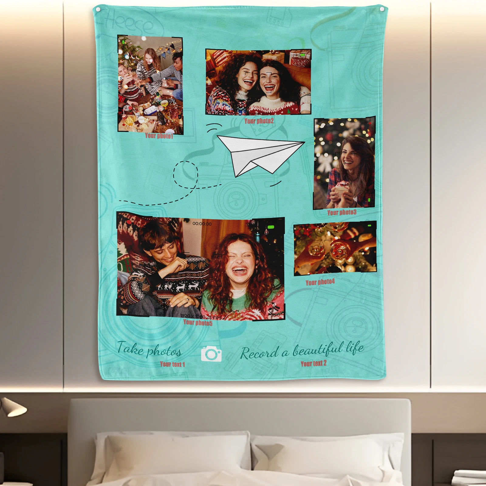 Custom Blue Rectangular Frame Design With Airplane And Camera Blanket For Travel Enthusiasts And Home Decor Gift Idea
Custom Blue Rectangular Frame Design With Airplane And Camera Blanket For Travel Enthusiasts And Home Decor Gift Idea
