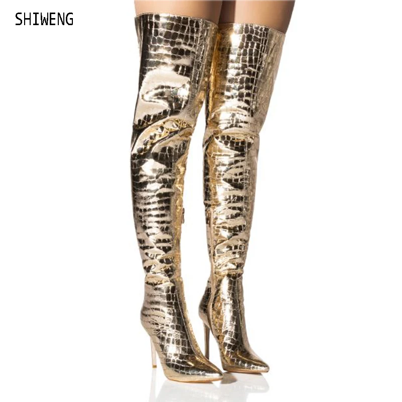 2023 Gold Fashion Women Over The Knee Boots Autumn Winter Thin High Heel Thigh Boots Pinted Toe Zipper Ladies Shoes 44
2023 Gold Fashion Women Over The Knee Boots Autumn Winter Thin High Heel Thigh Boots Pinted Toe Zipper Ladies Shoes 44