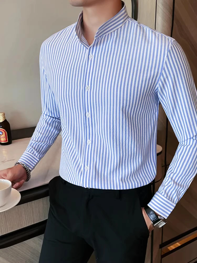 Men's Long Sve Stripe irt Casual Blue Spring Iron Free Stand Collar High End Faionable Polyester Fiber Stand Fit Bu...
Men's Long Sve Stripe irt Casual Blue Spring Iron Free Stand Collar High End Faionable Polyester Fiber Stand Fit Bu...