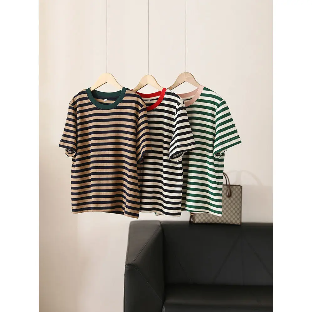 Dave&di Color Blocking Striped Round Neck Short Sleeved Casual And Comfortable T-shirt Top For Women Clothes Female Clothing
Dave&di Color Blocking Striped Round Neck Short Sleeved Casual And Comfortable T-shirt Top For Women Clothes Female Clothing