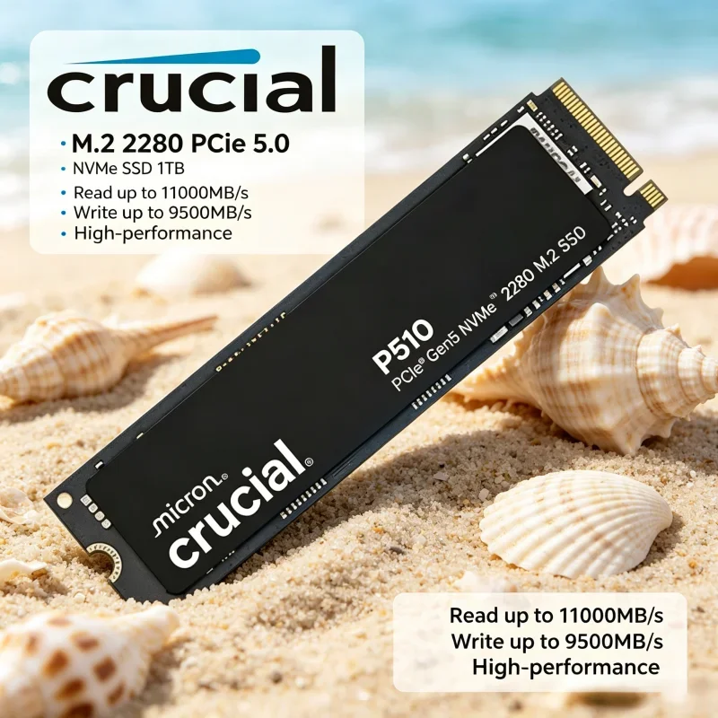 Crucial P510 M.2 2280 PCIe 5.0 NVMe SSD 1TB Read up to 11000MB/s Write up to 9500MB/s High-performance Drive Updated from P3 Plu
Crucial P510 M.2 2280 PCIe 5.0 NVMe SSD 1TB Read up to 11000MB/s Write up to 9500MB/s High-performance Drive Updated from P3 Plu