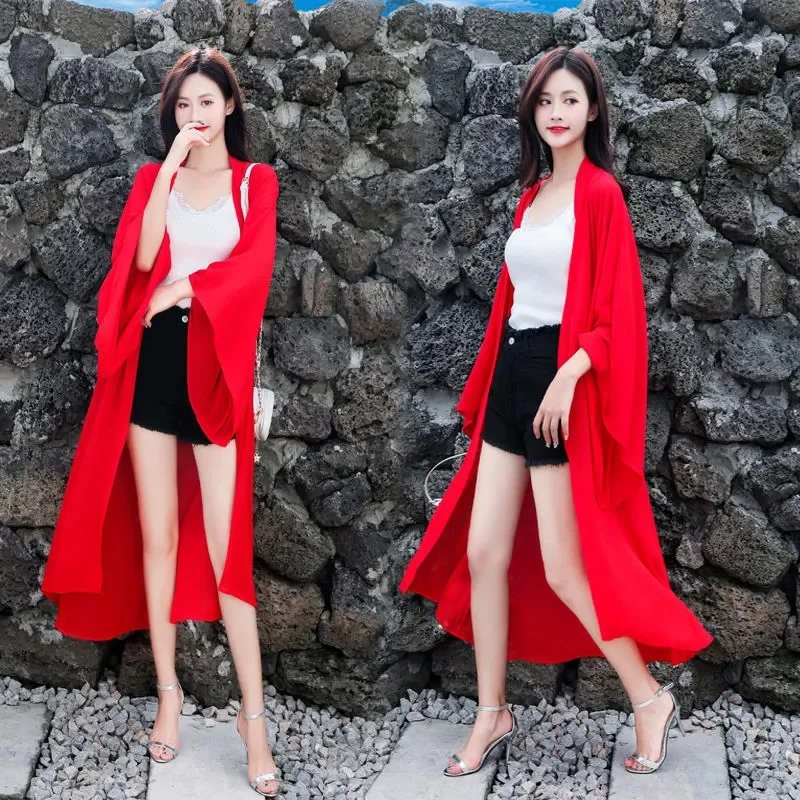 Super Fairy Sun Protective Clothing Coat Female Long 2026Summer New Chiffon Sunscreens Jacket Cardigan Fashion Outwear Women Top
Super Fairy Sun Protective Clothing Coat Female Long 2026Summer New Chiffon Sunscreens Jacket Cardigan Fashion Outwear Women Top
