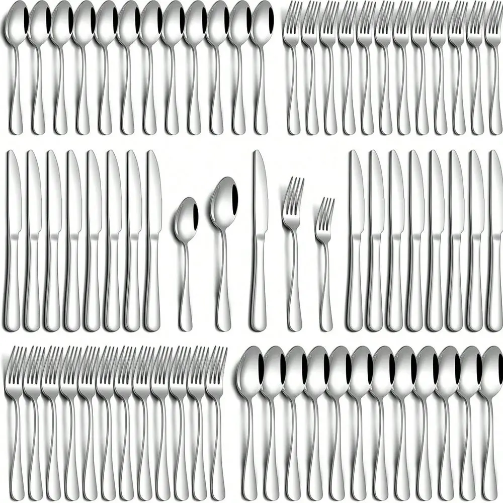 Silvery 304 Stainless Steel Silverware Suitable For 12 People To Use, Steak Knife, Salad Fork, Dessert Spoons, Cutlery Set With
Silvery 304 Stainless Steel Silverware Suitable For 12 People To Use, Steak Knife, Salad Fork, Dessert Spoons, Cutlery Set With
