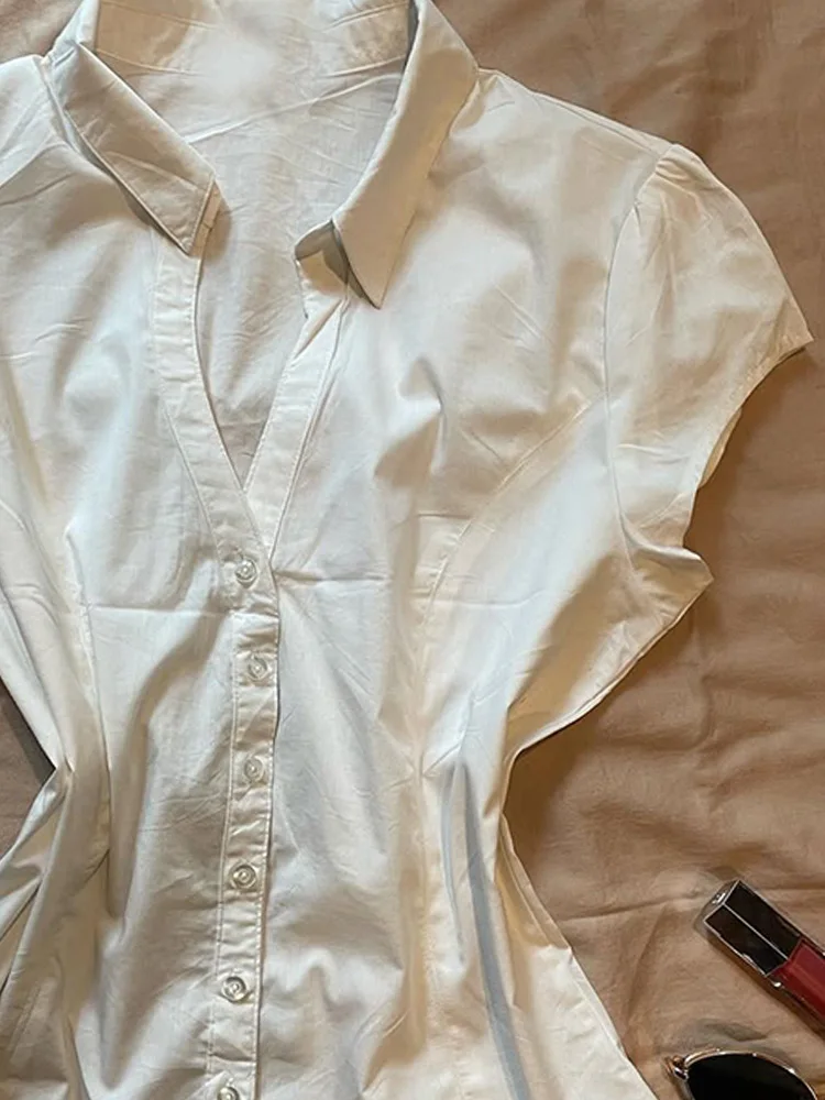 Beautiful Unique White V-ne irt Women's Single Wear Cotton Blend Summer Faion Korean Sle ort Sve Blouse
Beautiful Unique White V-ne irt Women's Single Wear Cotton Blend Summer Faion Korean Sle ort Sve Blouse