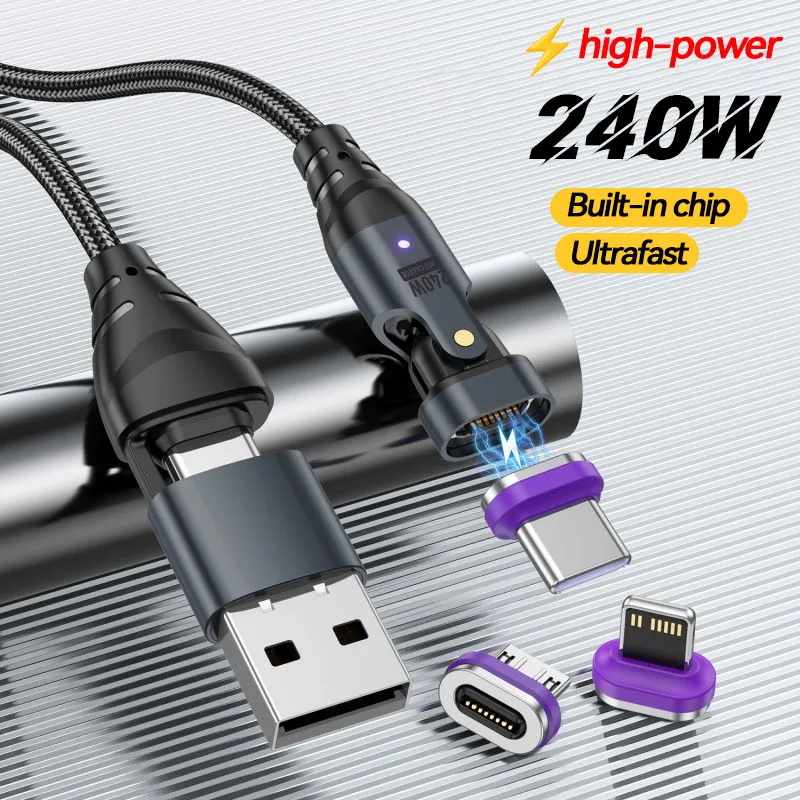 240W 16pin 180 Rotate Magnetic Cable Fast Charging Micro USB Type C Cable For iPhone Xiaomi Samsung Magnet USB C to USB C Cable
240W 16pin 180 Rotate Magnetic Cable Fast Charging Micro USB Type C Cable For iPhone Xiaomi Samsung Magnet USB C to USB C Cable