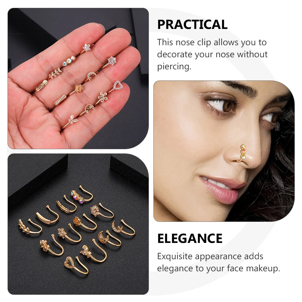 12pcs No Piercing Nose Clip Zircon Nose Adornments Elegant Face Decor Party Dance Costume Accessories For Women
12pcs No Piercing Nose Clip Zircon Nose Adornments Elegant Face Decor Party Dance Costume Accessories For Women