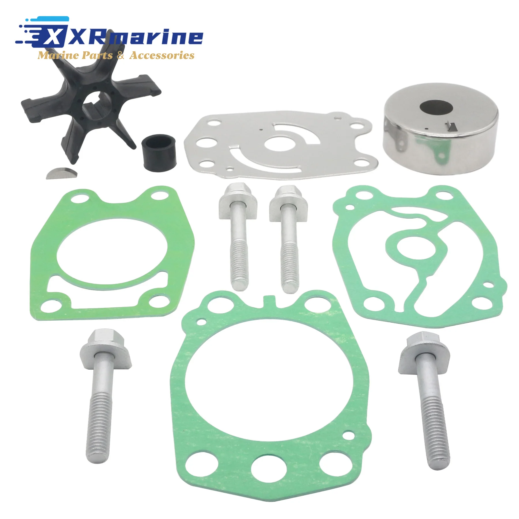 Комплект запчастей для ремонта рабочего колеса водяного насоса, совместимый с подвесными моторами Yamaha 2-тактными 40 л.с. C40 CV40 1900-1997 годов выпуска.
Комплект запчастей для ремонта рабочего колеса водяного насоса, совместимый с подвесными моторами Yamaha 2-тактными 40 л.с. C40 CV40 1900-1997 годов выпуска.