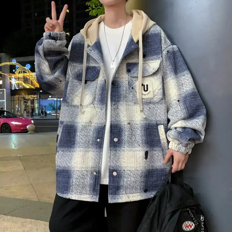Loose Plaid Hooded Jacket for Teens Autumn Winter New Style Trendy plus Size Men's Outerwear Casual Breathable Zipper Closure
Loose Plaid Hooded Jacket for Teens Autumn Winter New Style Trendy plus Size Men's Outerwear Casual Breathable Zipper Closure