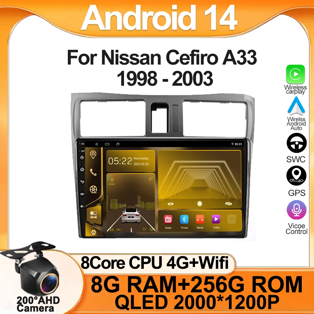 For Nissan Cefiro A33 1998 - 2003 Android 13 Multimedia QLED Navigation Video iPhone Wireless Carplay GPS Sony Cam DSP 5G WIFI
For Nissan Cefiro A33 1998 - 2003 Android 13 Multimedia QLED Navigation Video iPhone Wireless Carplay GPS Sony Cam DSP 5G WIFI