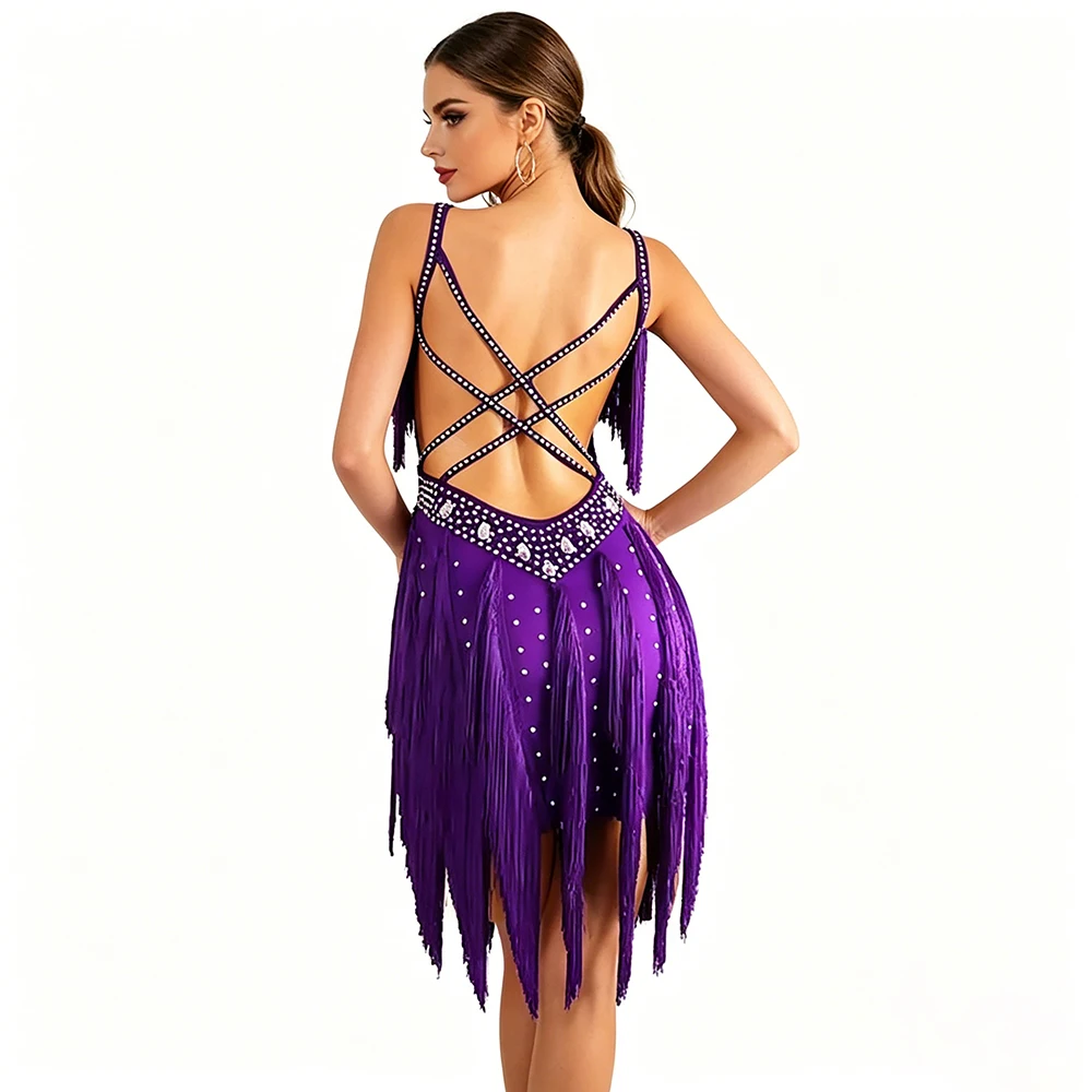 Purple Latin Dance Dress Tassel Fringe Women's Performance Sleeveless Ballroom Dancing Costume Rumba Salsa Competition Dress
Purple Latin Dance Dress Tassel Fringe Women's Performance Sleeveless Ballroom Dancing Costume Rumba Salsa Competition Dress