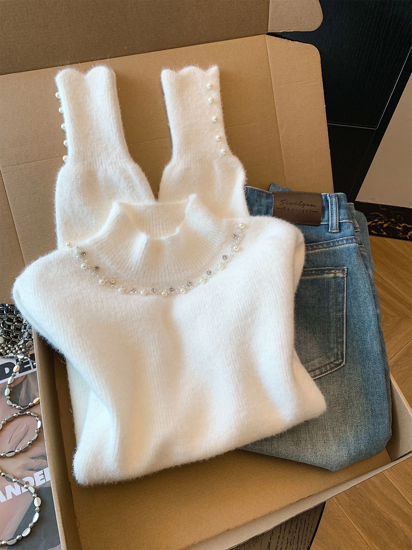 Thiened Long Sve Вязаный свитер Pearl Embellied Мягкий уютный женский зимний фонарь Sve Base Top f Свитер с высоким воротником
Thiened Long Sve Вязаный свитер Pearl Embellied Мягкий уютный женский зимний фонарь Sve Base Top f Свитер с высоким воротником