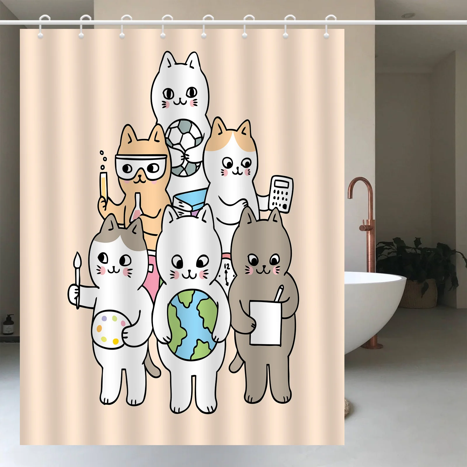 Cute Cartoon Cat Shower Curtain Waterproof Bathroom Decor Liner Large 180x180cm Whimsical Animal Print Bath Curtain
Cute Cartoon Cat Shower Curtain Waterproof Bathroom Decor Liner Large 180x180cm Whimsical Animal Print Bath Curtain