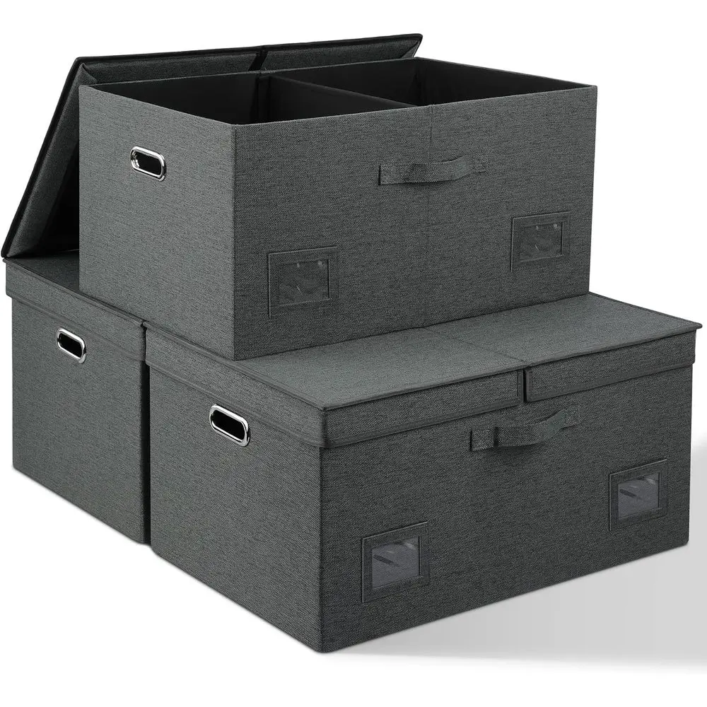 75 Quarts Extra Large Decorative Storage Bins with Lids, 3 Packs Dark Gray Collapsible Storage Bins with Lids, Stackable Storage
75 Quarts Extra Large Decorative Storage Bins with Lids, 3 Packs Dark Gray Collapsible Storage Bins with Lids, Stackable Storage