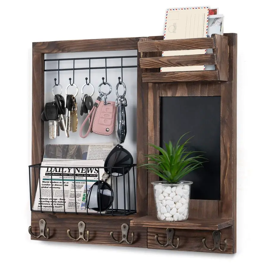 Holder for Wall, Mail Organizer Wall Mount with 5 Hooks and Shelf, Home Decorative with 5 Double Hooks and Chalkboard for Home C
Holder for Wall, Mail Organizer Wall Mount with 5 Hooks and Shelf, Home Decorative with 5 Double Hooks and Chalkboard for Home C