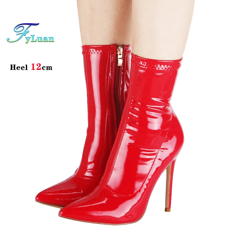 Женские короткие сапоги из лакированной кожи с острым носком 10 см 12 см, красные короткие сапоги на высоком каблуке с боковой молнией, фетиш-обувь, готические женские сапоги, размер 34-44
Женские короткие сапоги из лакированной кожи с острым носком 10 см 12 см, красные короткие сапоги на высоком каблуке с боковой молнией, фетиш-обувь, готические женские сапоги, размер 34-44