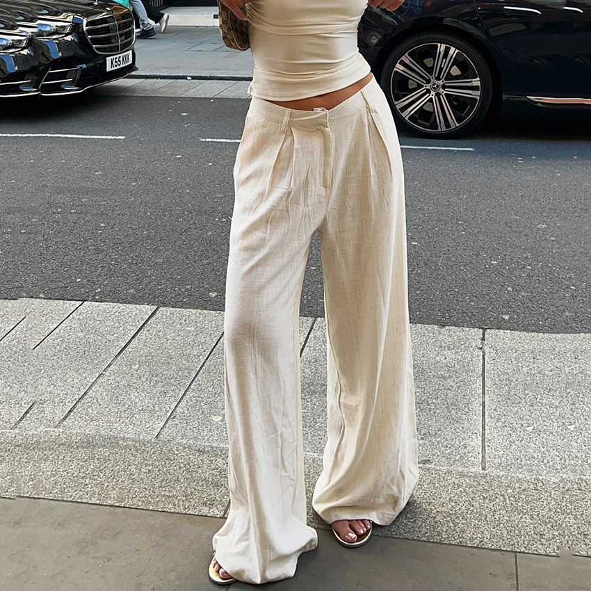 Linad Street Chic Khaki Zipper Long Pants Women 2026 Office Lady Loose Button Trousers Summer Casual Wide Leg Pants With Pocket
Linad Street Chic Khaki Zipper Long Pants Women 2026 Office Lady Loose Button Trousers Summer Casual Wide Leg Pants With Pocket
