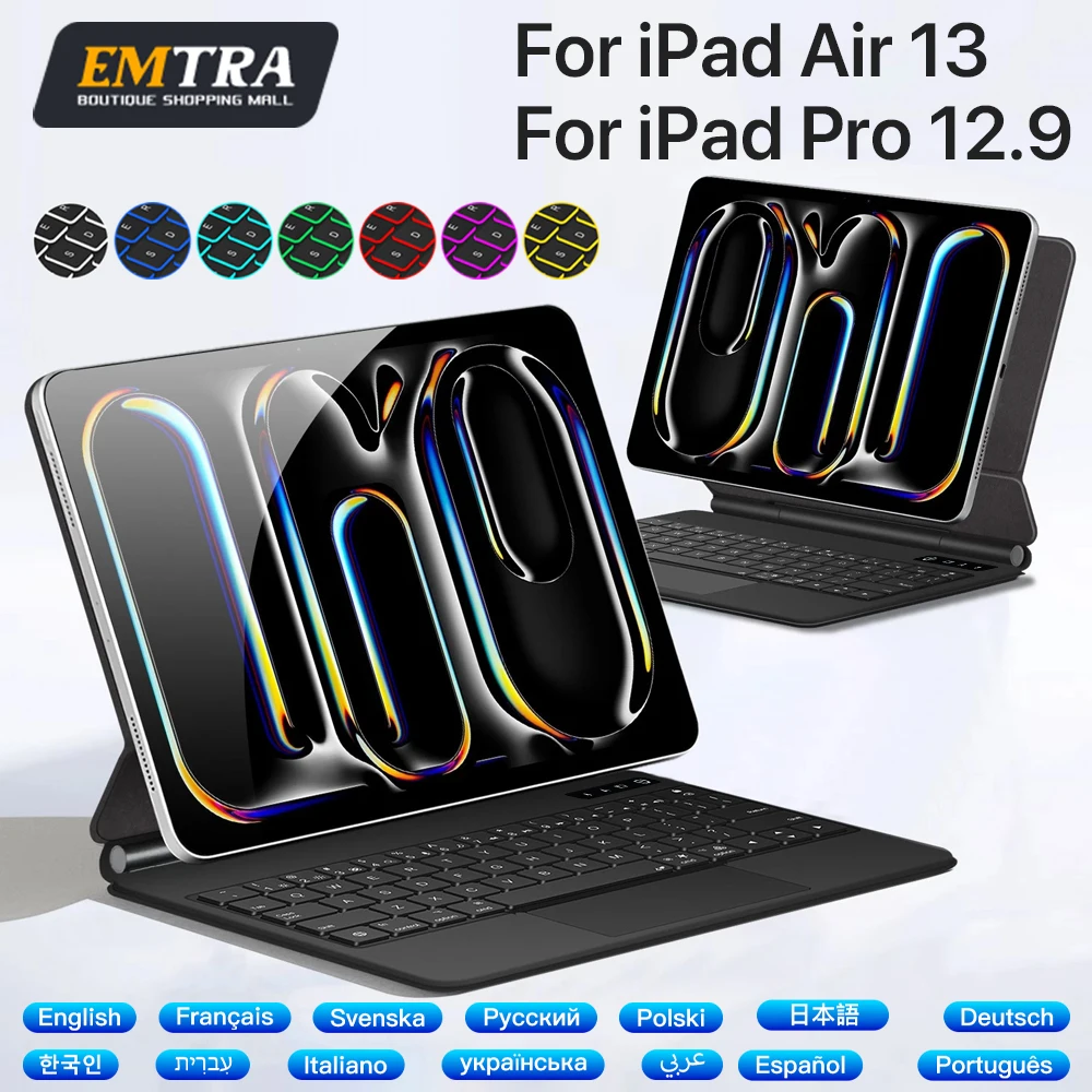 Magic Keyboard Magnetic For iPad Por 12.9 inch For iPad Air 13in 2025 "A3268 A3269 A3271 Backlight Wireless Keyboard Smart Cover
Magic Keyboard Magnetic For iPad Por 12.9 inch For iPad Air 13in 2025 "A3268 A3269 A3271 Backlight Wireless Keyboard Smart Cover