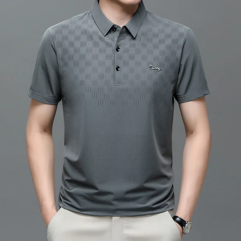 Loose Casual Ice Silk Short Sleeve Shirt Men's Summer Fashion Dad Clothes Top Polyester Fiber Plain Pattern Grid Pattern
Loose Casual Ice Silk Short Sleeve Shirt Men's Summer Fashion Dad Clothes Top Polyester Fiber Plain Pattern Grid Pattern