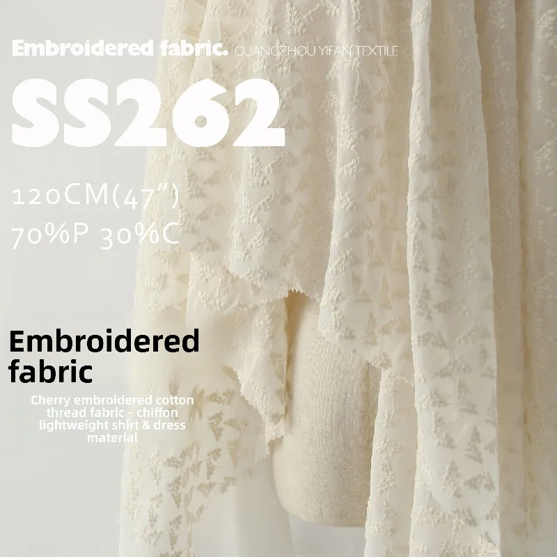 Light Thin Chiffon Cotton Embroidered Fabric for Spring Summer Shirt Dress Clothing Diy Cloth By The Yard Sewing Material
Light Thin Chiffon Cotton Embroidered Fabric for Spring Summer Shirt Dress Clothing Diy Cloth By The Yard Sewing Material
