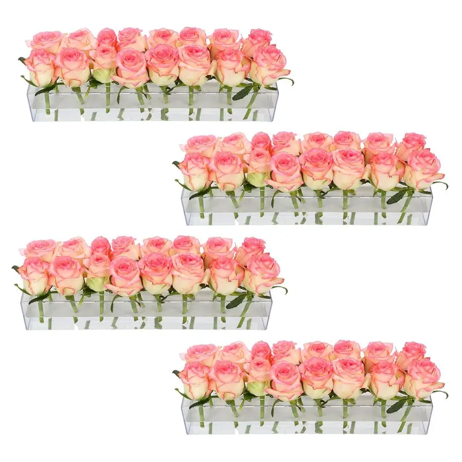 Прозрачная акриловая ваза для цветов, центральное украшение для обеденного стола, прямоугольная низкая ваза для цветов 63,2 дюйма с 64 отверстиями для обеденного стола
Прозрачная акриловая ваза для цветов, центральное украшение для обеденного стола, прямоугольная низкая ваза для цветов 63,2 дюйма с 64 отверстиями для обеденного стола