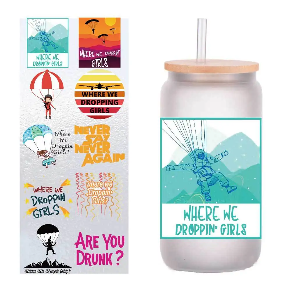 10 pieces/pack extreme sports skydiving UV transfer stickers Crystal label Cup stickers customized four inches
10 pieces/pack extreme sports skydiving UV transfer stickers Crystal label Cup stickers customized four inches
