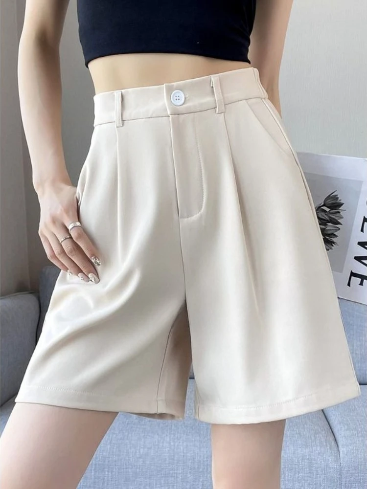 2026 Summer Casual Suit Shorts for Women Solid Color Thin A-line Black Shorts Korean Fashion Loose High Waist Wide Leg Shorts
2026 Summer Casual Suit Shorts for Women Solid Color Thin A-line Black Shorts Korean Fashion Loose High Waist Wide Leg Shorts